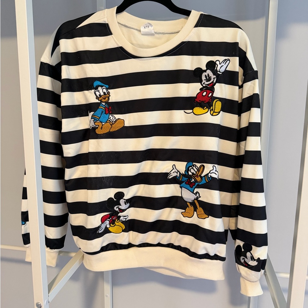 Striped Mickey and Donald Long-sleeve shirt